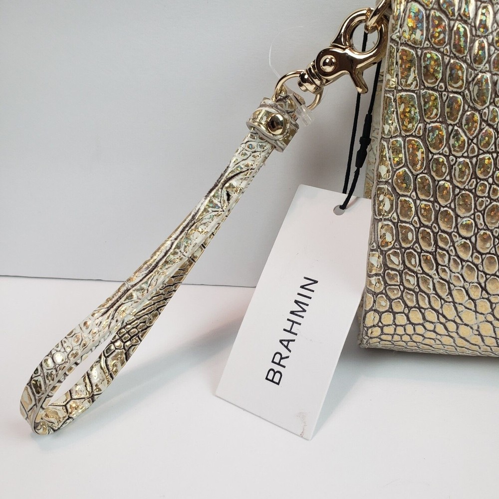 Brahmin Daisy Leather Wristlet Hologram Melbourne Genuine Leather Purse HTF Bag - Picture 5 of 16